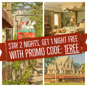 promotion to stay 2 night and get 1 night free at Red Coach Inn